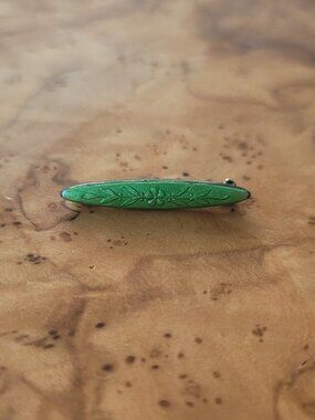 Vintage Sterling & Guilloche Bar Brooch